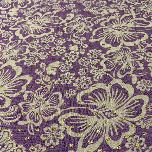 Tecido Viscose Estampada Lilac Blossom Foil • Conexão Tecidos