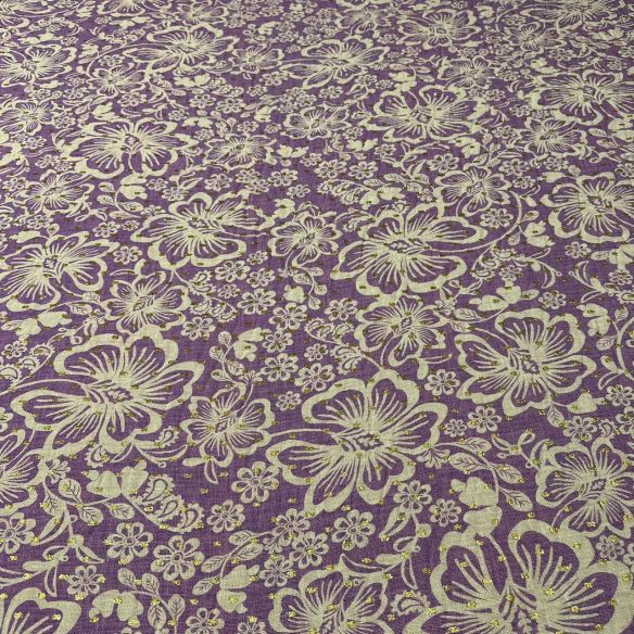Tecido Viscose Estampada Lilac Blossom Foil • Conexão Tecidos