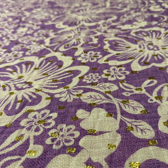 Tecido Viscose Estampada Lilac Blossom Foil • Conexão Tecidos