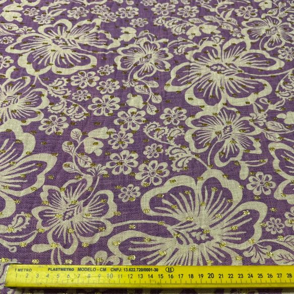 Tecido Viscose Estampada Lilac Blossom Foil • Conexão Tecidos