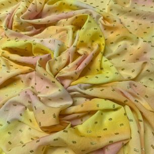 Tecido Viscose Estampada Nuvem de Ouro Foil • Conexão Tecidos