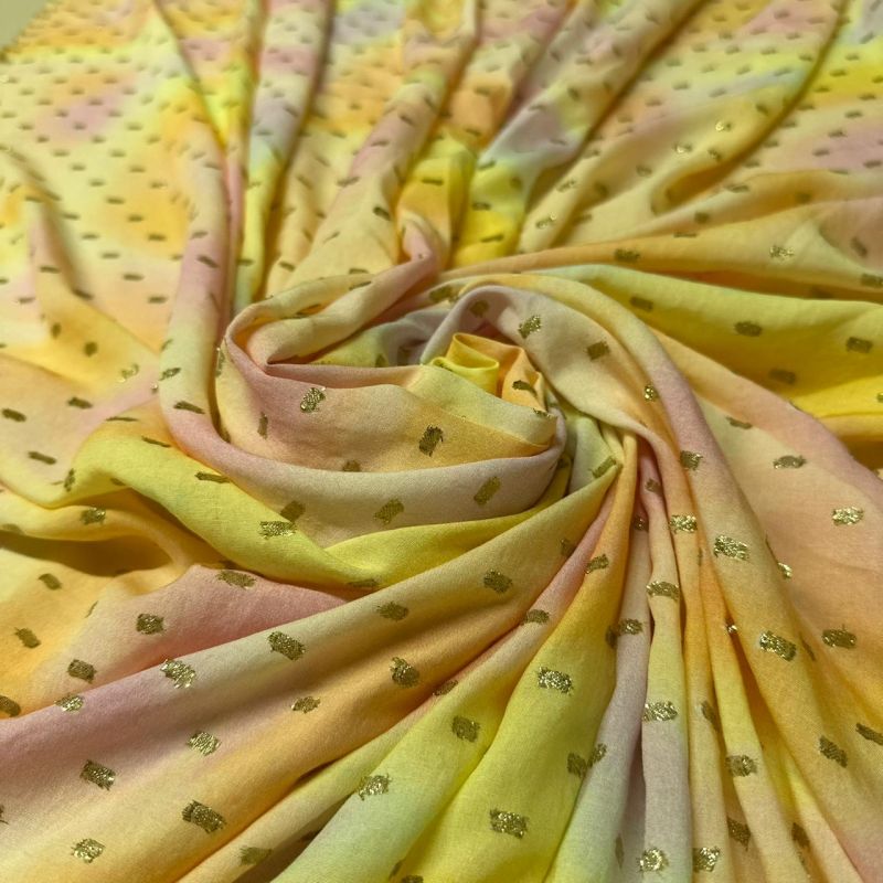 Tecido Viscose Estampada Nuvem de Ouro Foil • Conexão Tecidos