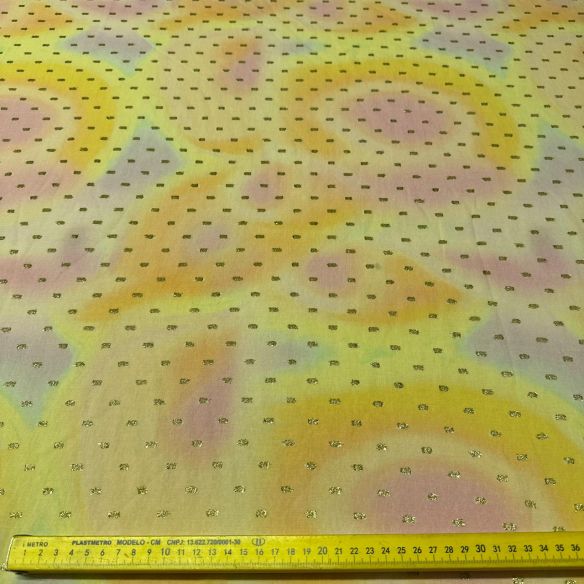 Tecido Viscose Estampada Nuvem de Ouro Foil • Conexão Tecidos