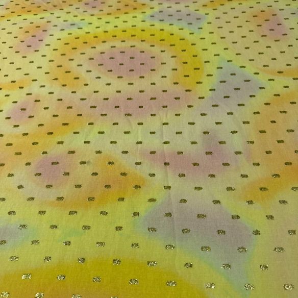 Tecido Viscose Estampada Nuvem de Ouro Foil • Conexão Tecidos