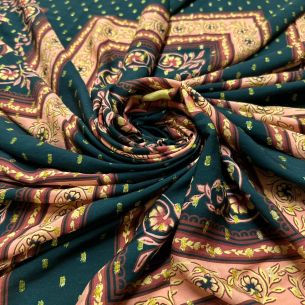 Tecido Viscose Estampada Quadros Boho Foil • Conexão Tecidos 2