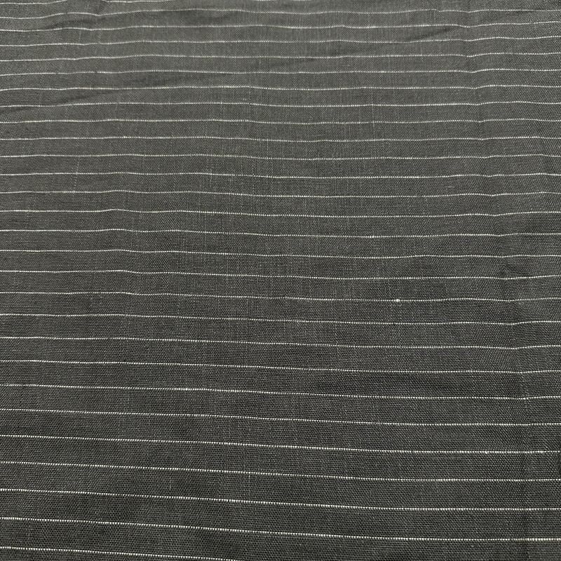 Tecido Linho Puro Cinza Listrado • Conexão Tecidos