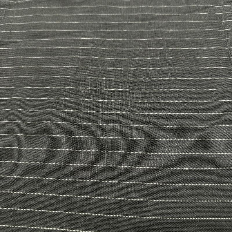 Tecido Linho Puro Cinza Listrado • Conexão Tecidos