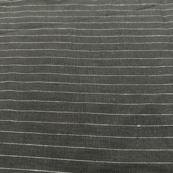 Tecido Linho Puro Cinza Listrado • Conexão Tecidos