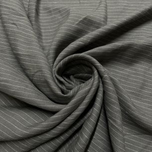 Tecido Linho Puro Cinza Listrado • Conexão Tecidos