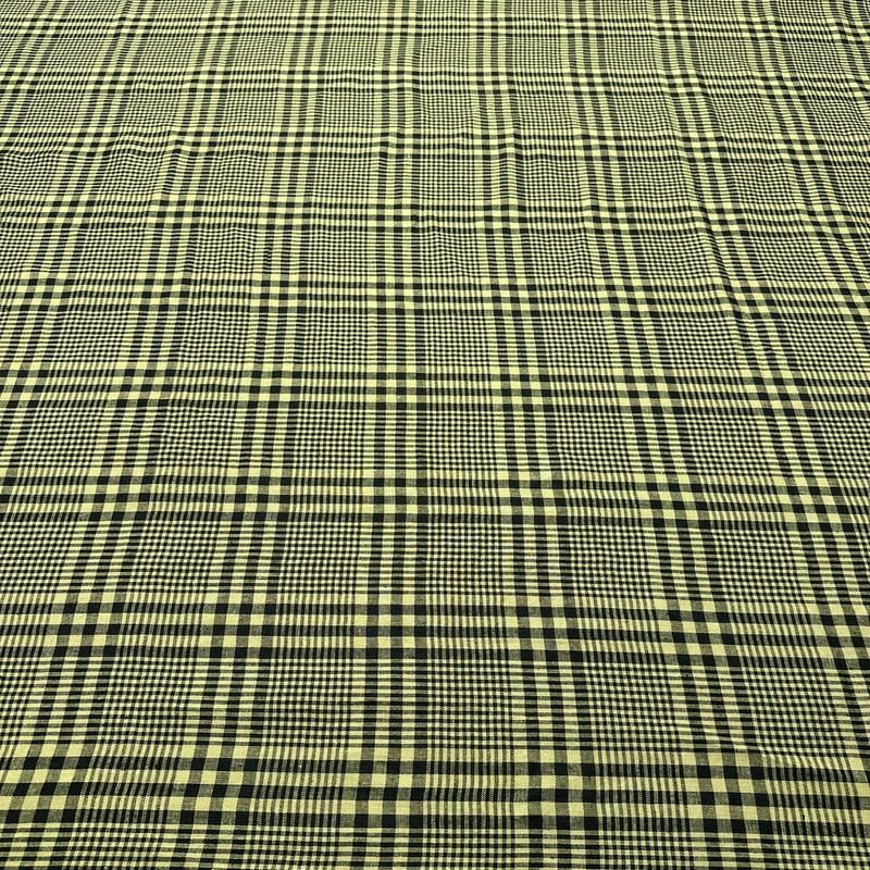 Tecido Linho Puro Xadrez Bege e Preto • Conexão Tecidos