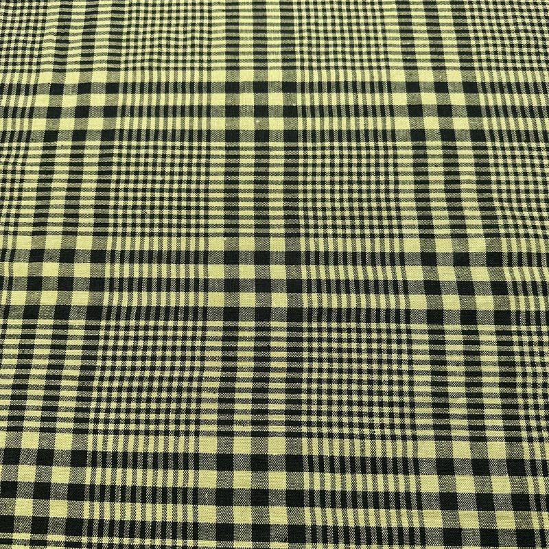 Tecido Linho Puro Xadrez Bege e Preto • Conexão Tecidos