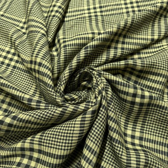 Tecido Linho Puro Xadrez Bege e Preto • Conexão Tecidos