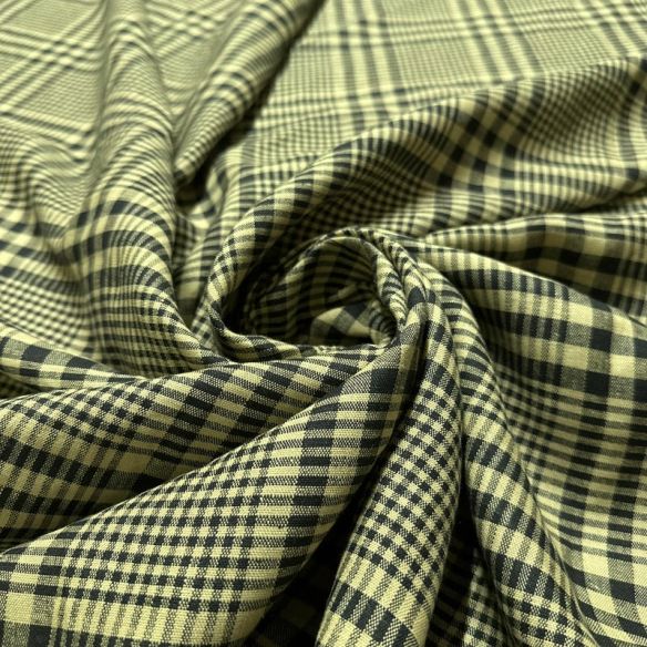 Tecido Linho Puro Xadrez Bege e Preto • Conexão Tecidos