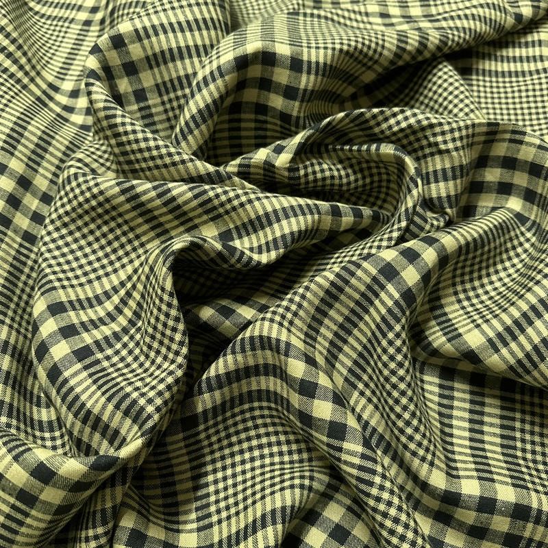 Tecido Linho Puro Xadrez Bege e Preto • Conexão Tecidos