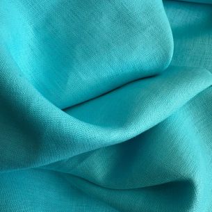 Tecido Linho Puro Liso Turquesa Brilhante • Conexão Tecidos