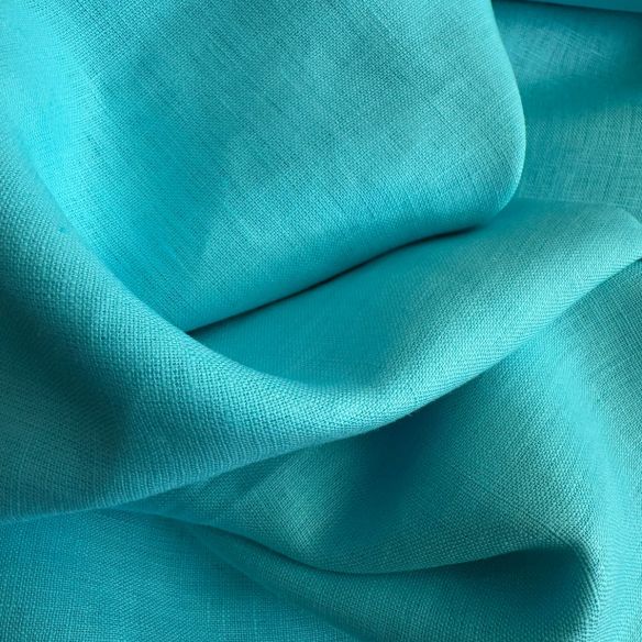 Tecido Linho Puro Liso Turquesa Brilhante • Conexão Tecidos