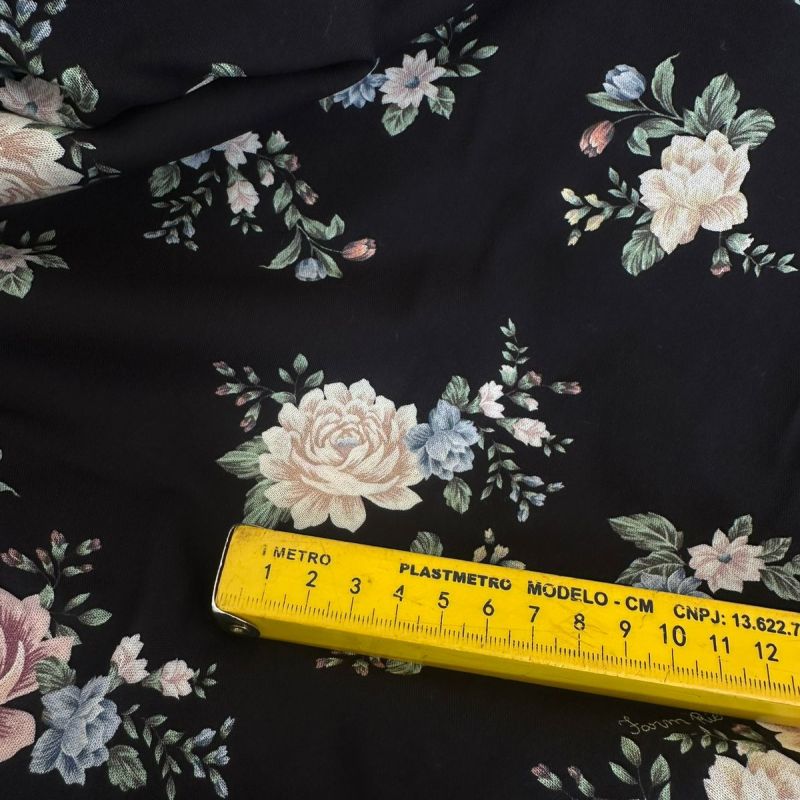 Tecido Viscose Estampada Floral Romance Vintage • Conexão Tecidos