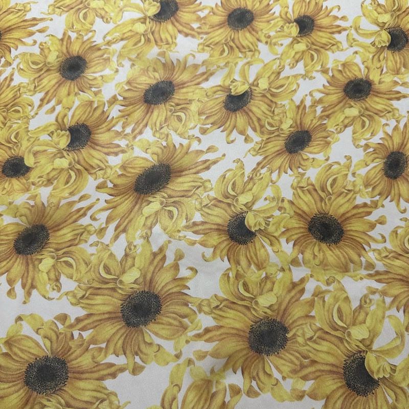 Tecido Palha De Seda Estampada Girassol • Conexão Tecidos