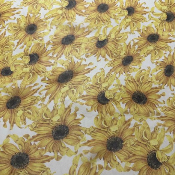Tecido Palha De Seda Estampada Girassol • Conexão Tecidos