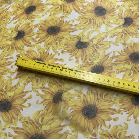 Tecido Palha De Seda Estampada Girassol • Conexão Tecidos