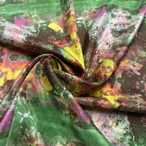 Tecido Palha De Seda Estampada Caleidoscópio Amazônico