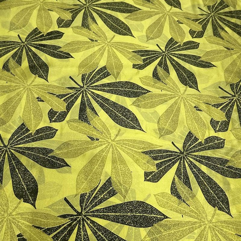 Tecido Palha De Seda Estampada Neo Tropical Lima • Conexão Tecidos