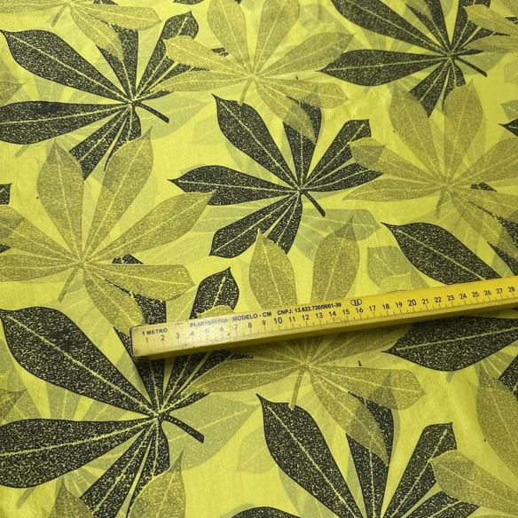 Tecido Palha De Seda Estampada Neo Tropical Lima • Conexão Tecidos