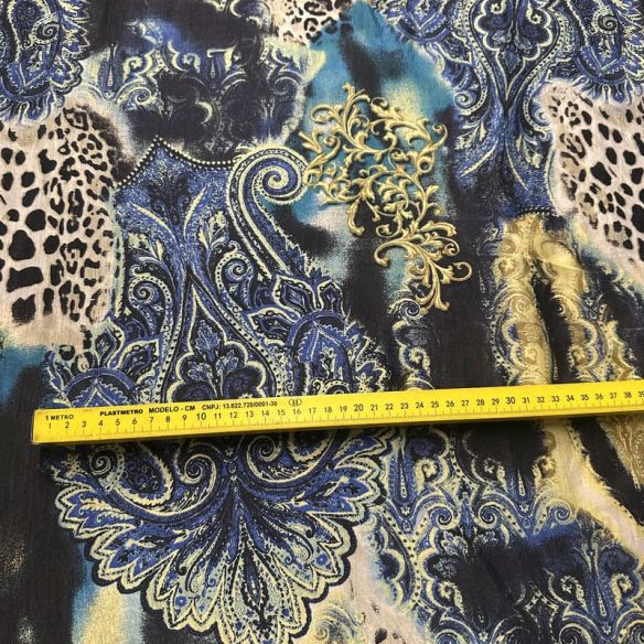 Tecido Palha De Seda Estampada Selvagem Royal Blue • Conexão Tecidos