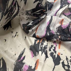 Tecido Palha De Seda Estampada Botânica Artística • Conexão Tecidos 2