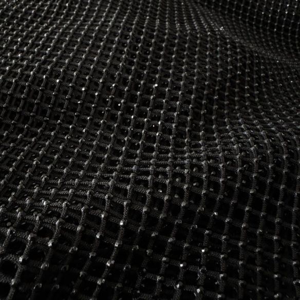 Tecido Renda Arrastão Com Strass Black • Conexão Tecidos