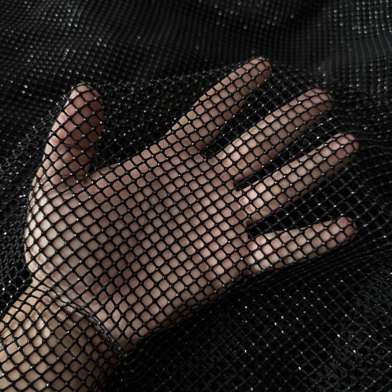 Tecido Renda Arrastão Com Strass Black • Conexão Tecidos