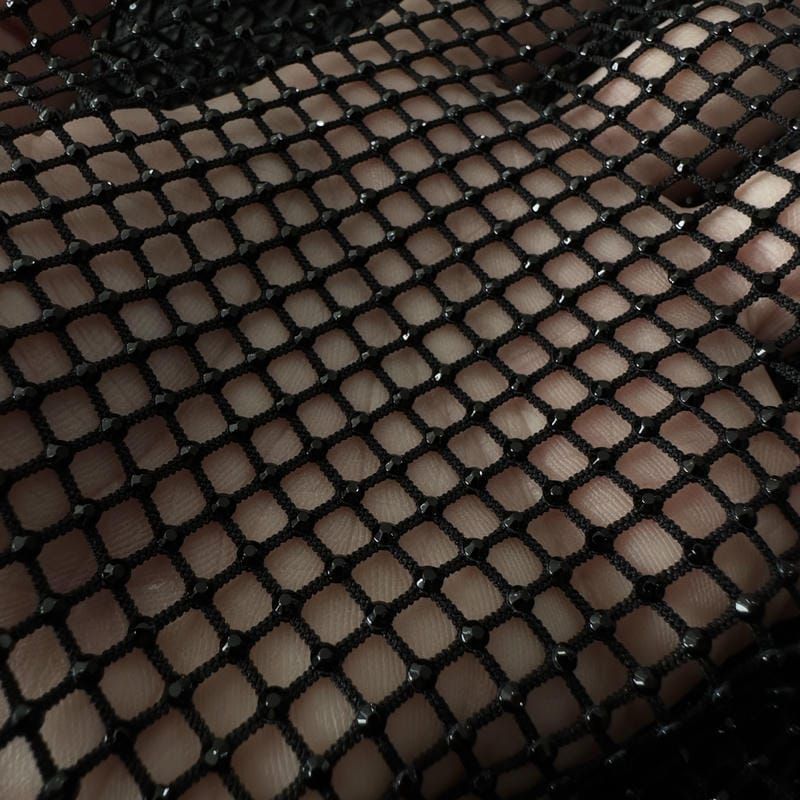 Tecido Renda Arrastão Com Strass Black • Conexão Tecidos