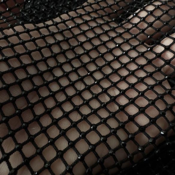 Tecido Renda Arrastão Com Strass Black • Conexão Tecidos