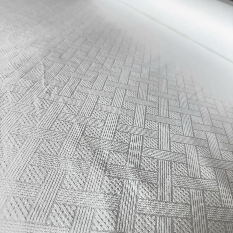 Tecido Sarja Lisa Branco Jacquard • Conexão Tecidos