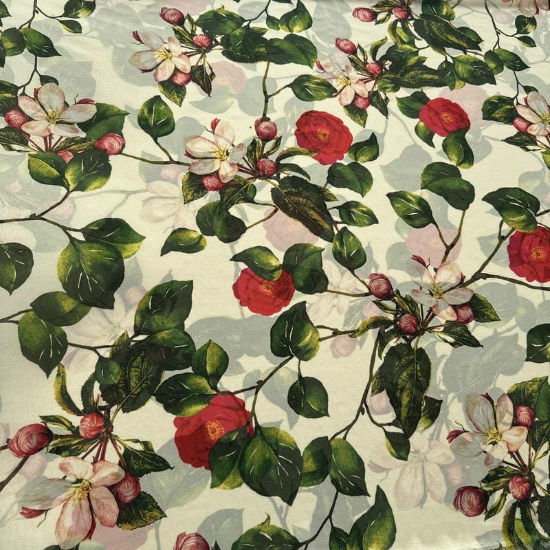 Tecido Musseline Estampada Camélia Vintage • Conexão Tecidos