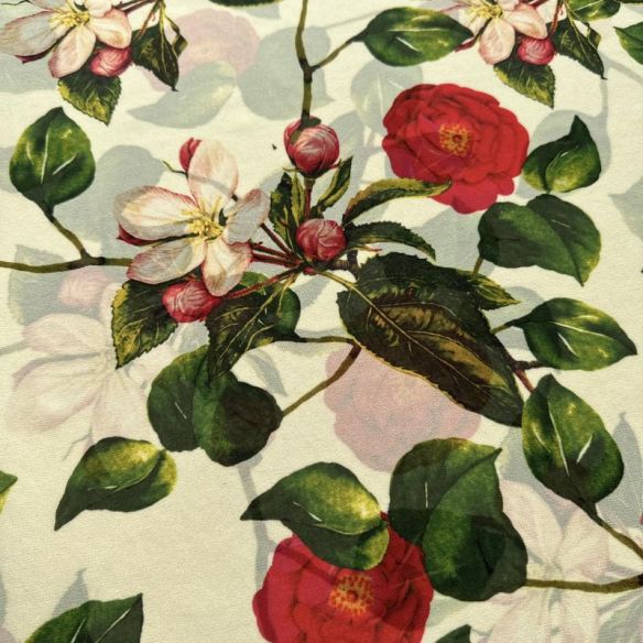 Tecido Musseline Estampada Camélia Vintage • Conexão Tecidos