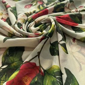 Tecido Musseline Estampada Camélia Vintage • Conexão Tecidos 2