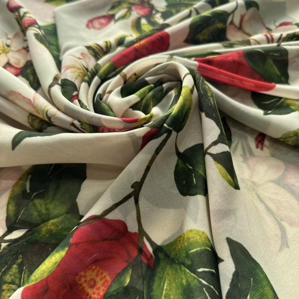 Tecido Musseline Estampada Camélia Vintage • Conexão Tecidos