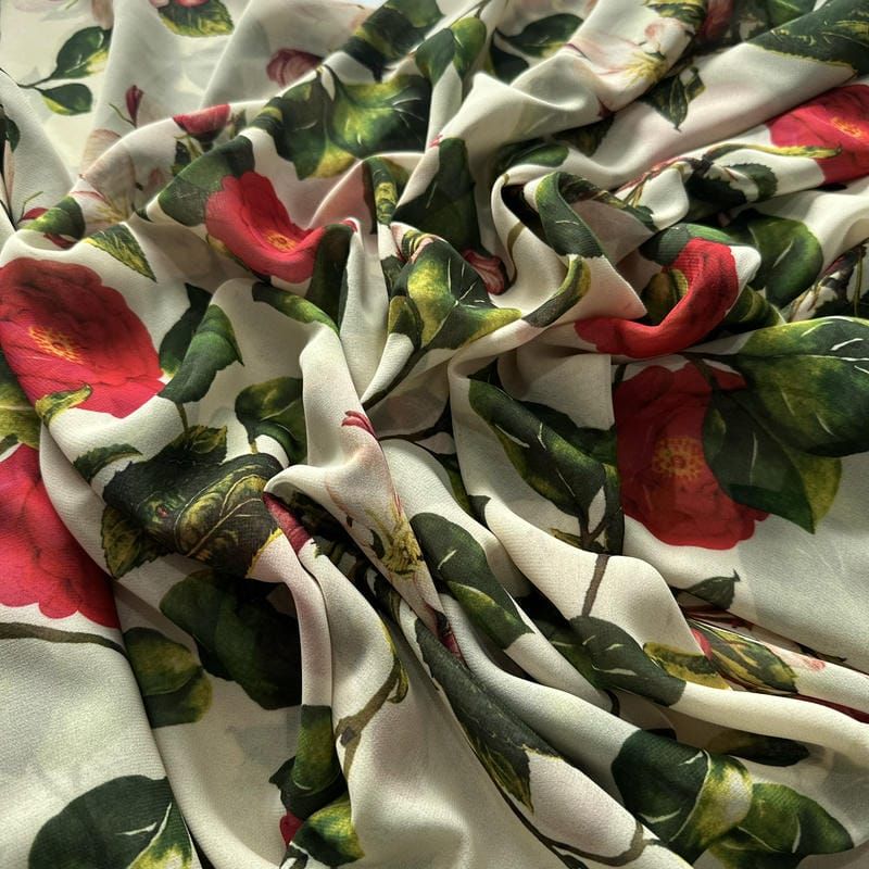 Tecido Musseline Estampada Camélia Vintage • Conexão Tecidos