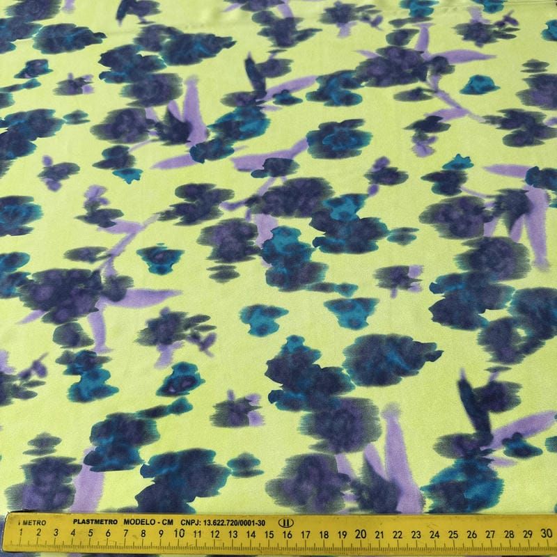 Tecido Crepe de Chine Estampado Jardim Monet Tropical