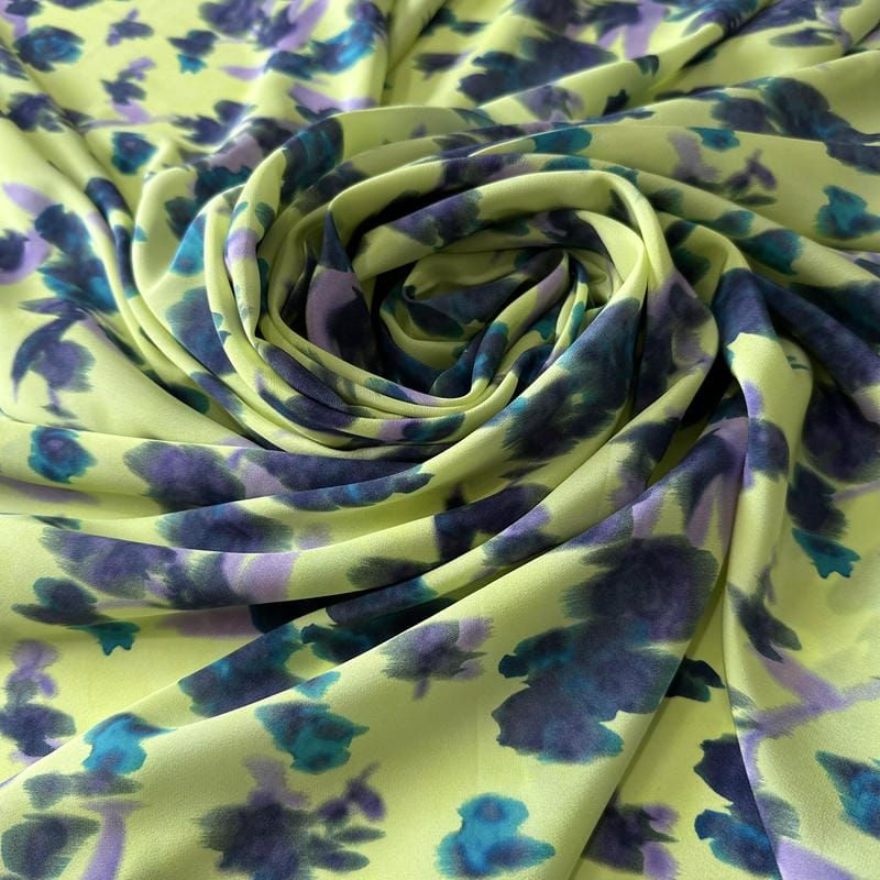 Tecido Crepe de Chine Estampado Jardim Monet Tropical