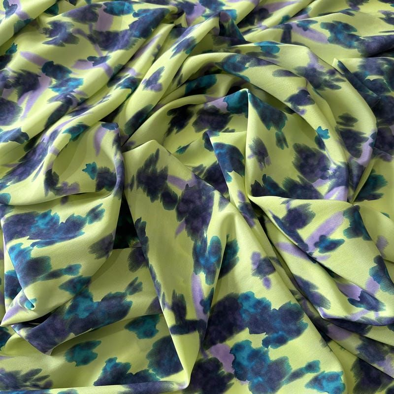 Tecido Crepe de Chine Estampado Jardim Monet Tropical