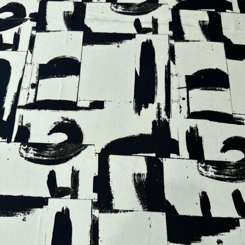 Tecido Crepe de Chine Estampado Arte Contemporânea