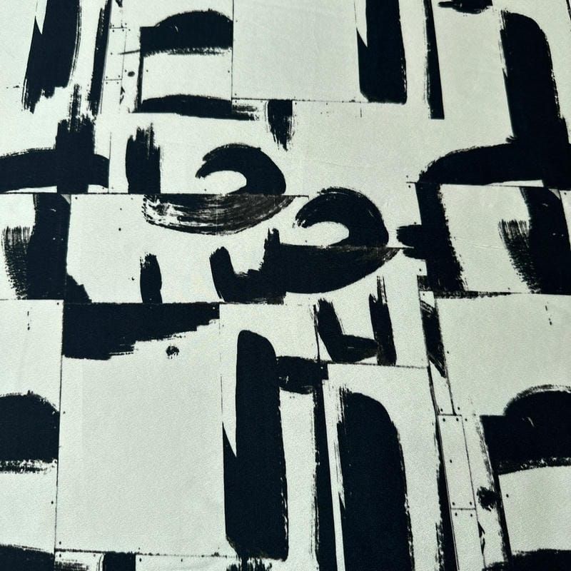 Tecido Crepe de Chine Estampado Arte Contemporânea