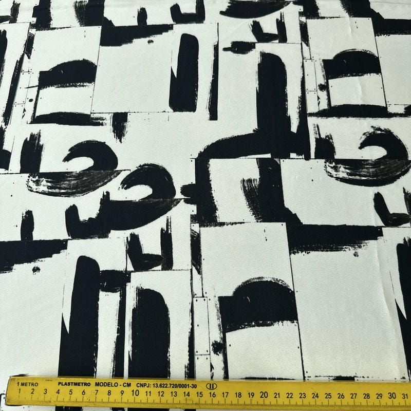 Tecido Crepe de Chine Estampado Arte Contemporânea