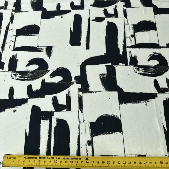 Tecido Crepe de Chine Estampado Arte Contemporânea