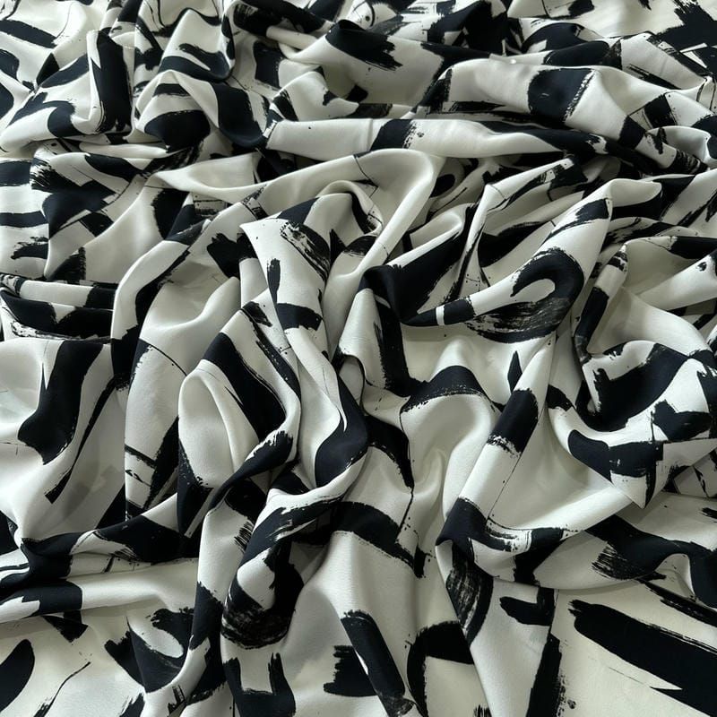 Tecido Crepe de Chine Estampado Arte Contemporânea