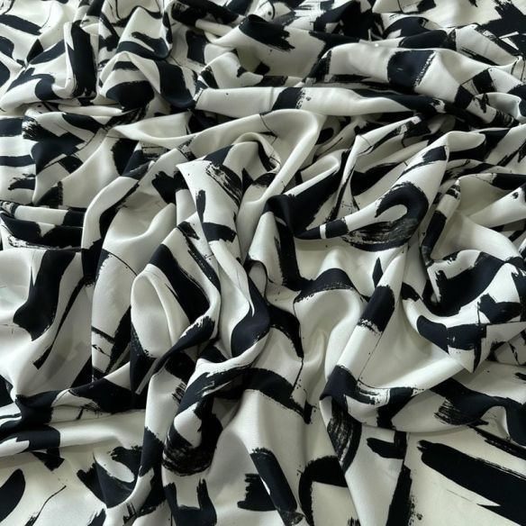 Tecido Crepe de Chine Estampado Arte Contemporânea