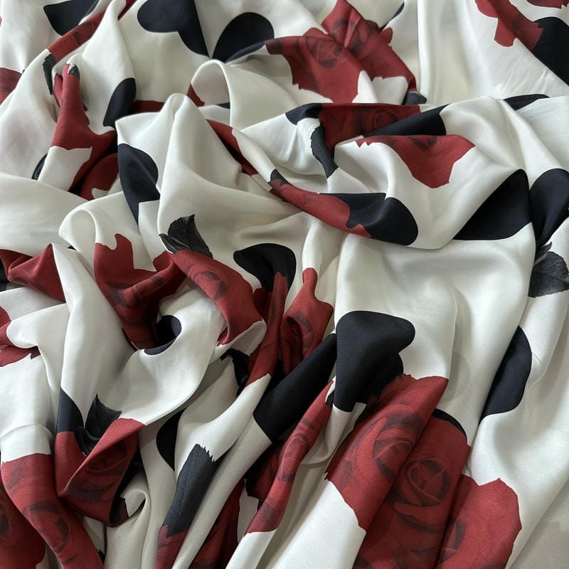 Tecido Crepe de Chine Estampado Vintage