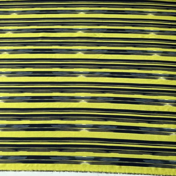 Tecido Crepe de Chine Estampado Yellow Stripes • Conexão Tecidos